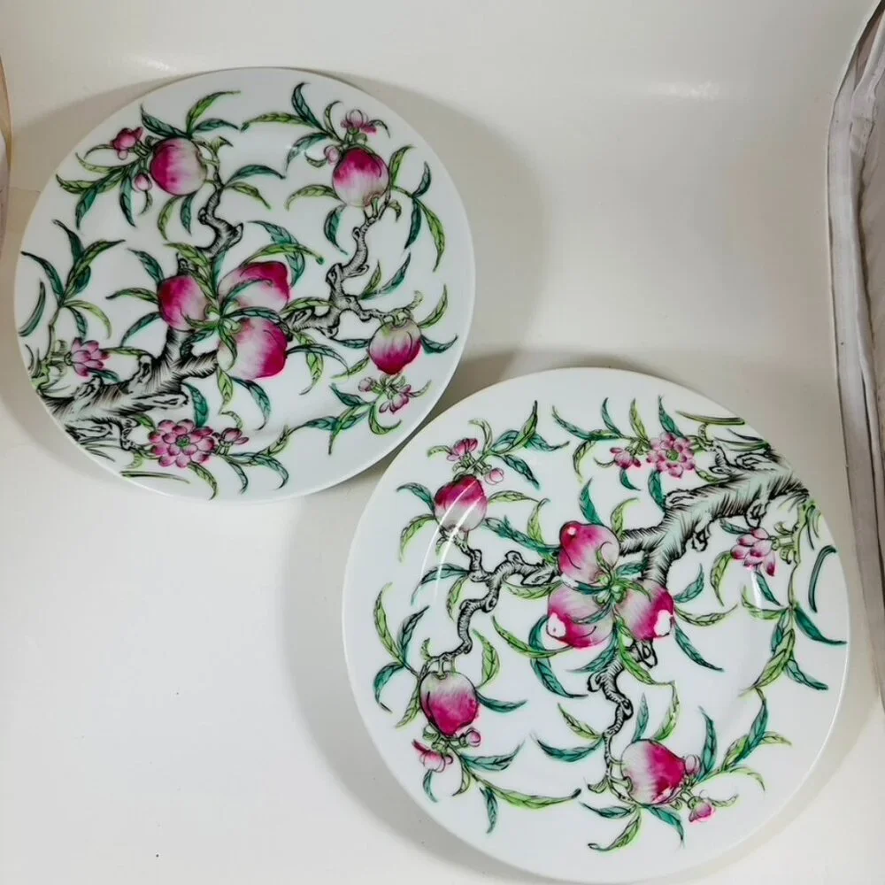 2   FAMILLE ROSE 'PEACH' DISH Japanese Porcelain decorated in Hong Kong